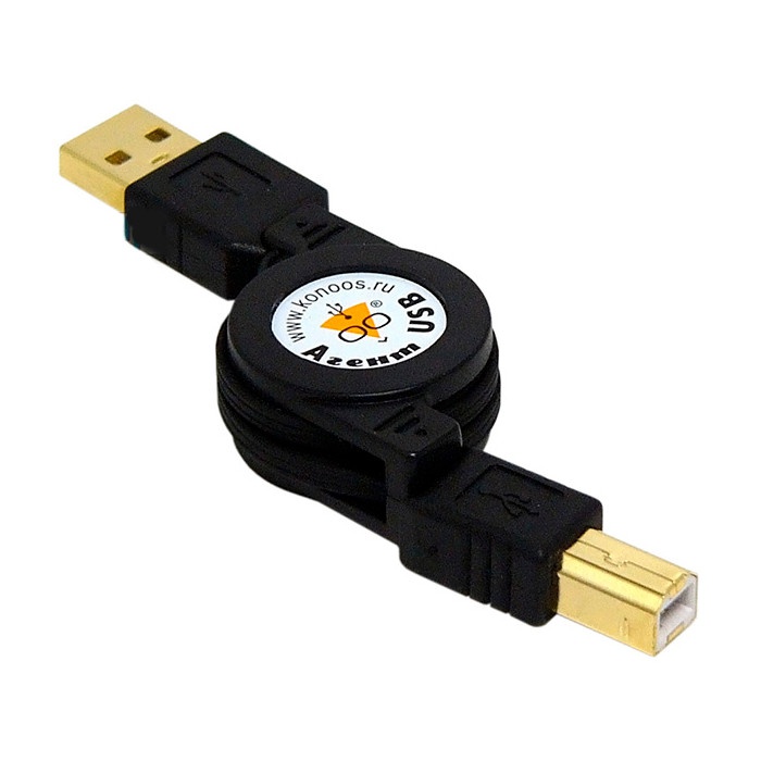 20594 Кабель USB 2.0 A-B (m-m)  75см, рулетка  Konoos KCR-USB2-AMBM-0.75, позол.разъемы, черный (Интерфейсные кабели и адаптеры / Периферия и аксессуары) - It-monolit: компьютеры, и комплектующие.